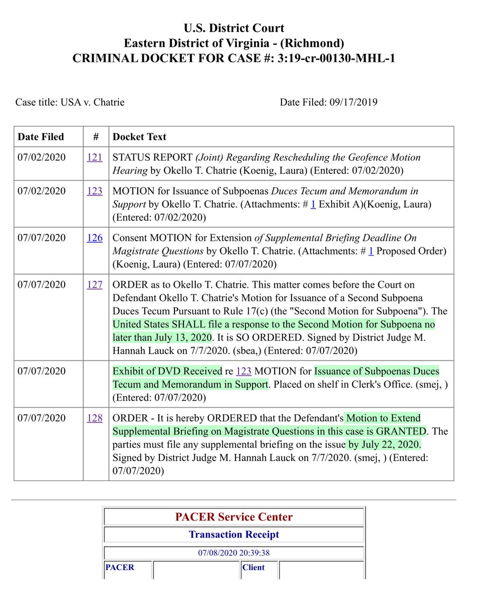 I’ve said repeatedly that this is one of the MOST important casesIt’s a (sorry for yelling) CASE OF 1st IMPRESSION The constitutional concerns are massive7/7/2020 Consent motion  https://ecf.vaed.uscourts.gov/doc1/1890105741907/2020 Order Granting req Additional Time https://ecf.vaed.uscourts.gov/doc1/189110576105