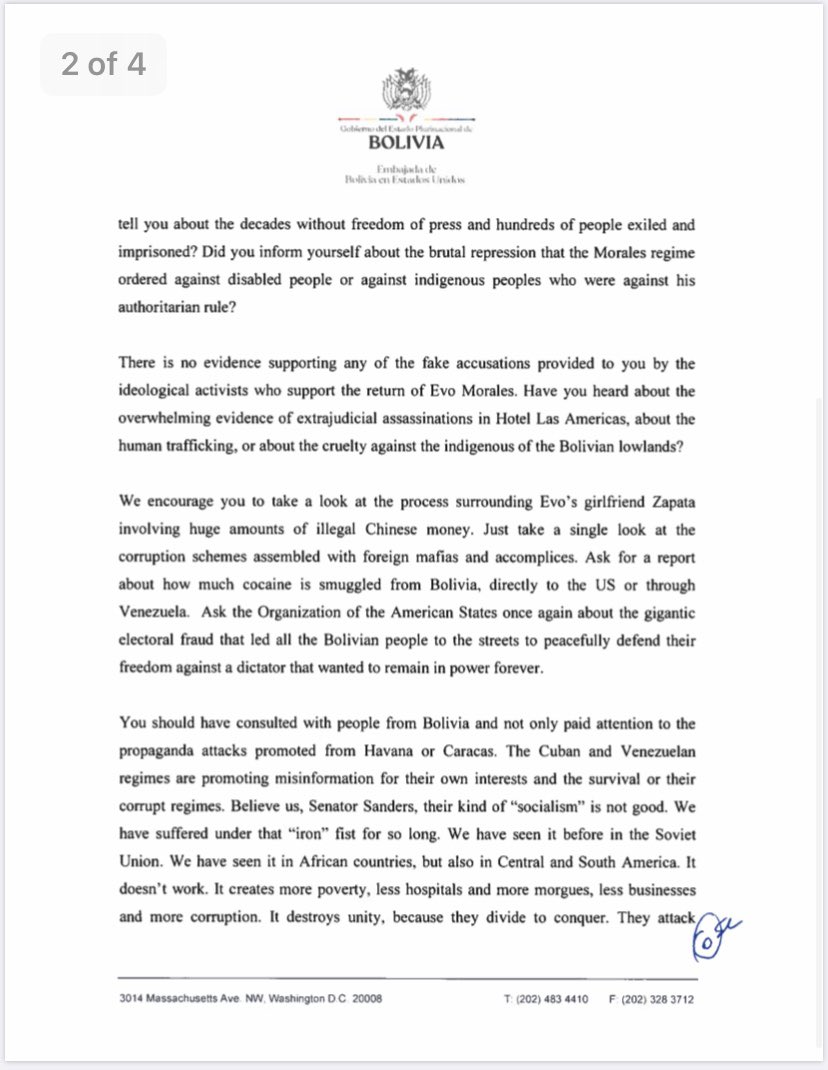 oserrate's tweet photo. To the Honorable Senator @BernieSanders, It is not fair that you use Bolivia as cannon fodder in your fight against President Trump...

@JeanineAnez @SecPompeo @KarenLongaric https://t.co/3jniHaSPhH
