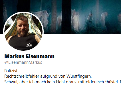 HSB_Forum's tweet photo. Ein noch sehr junger Account, der @.EisenmannMarkus
Dabei ist er aber schon fleißig im interessierten Folgen entsprechender Accounts und im meinenden Kommentieren.
Schaut gern selbst!
@.EisenmannMarkus #kannweg 🚀
#CopOps https://t.co/tseBZ1Lbhh