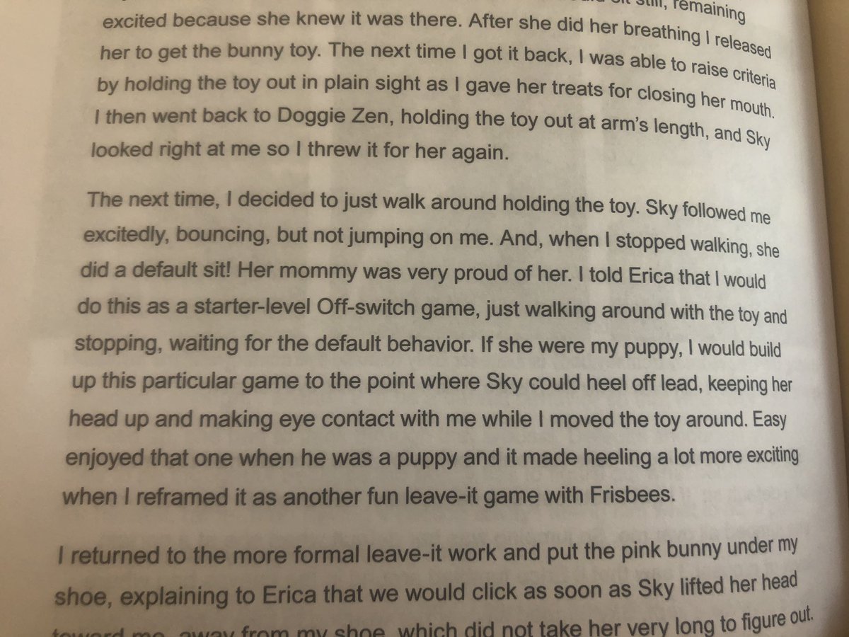 Some more great descriptions of the “off switch” game. I have seen dogs learn this stuff quite fast, like in the story, and i love watching it when it happens.