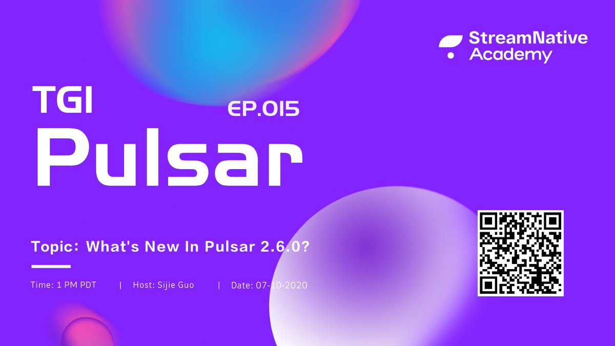 streamnativeio's tweet image. Hi #ApachePulsar enthusiasts, 

In #TGIP 015, our own @sijieg will talk about What's New in Pulsar 2.6.0.

Join us and have fun!

youtube.com/channel/UCywxU…