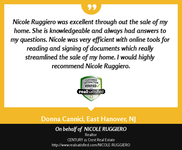 I’m not sure I could be more delighted by a recommendation. realsatisfied.com/NICOLE-RUGGIERO via <a href="/realsatisfied/">RealSatisfied</a>