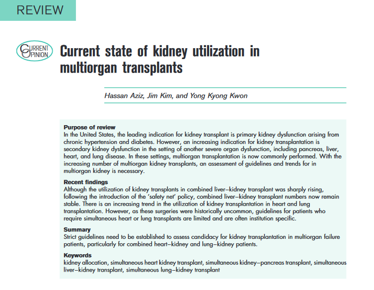 Sharpknife_Aziz's tweet photo. Our latest study on #kidneytransplant in #multiorgan #transplant patients #simultaneous #liverkidney #heartKidney and #LungKidney on the rise while #kidneypancreas is in plateau phase @CO_Organ_Transp @ASTSChimera @AST_info #transplanttwitter @KeckMedUSC https://t.co/Fab9LBmOTC