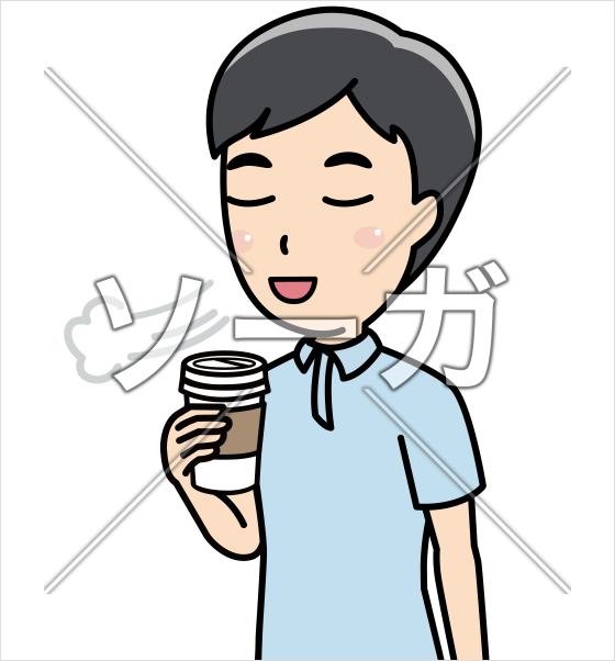 ソーガ 無料イラスト素材 コーヒースリーブを付けてコーヒーを飲む男性のイラスト T Co Teaq4qxaoa フリー素材 イラスト フリー画像 無料配布 サーガ コンビニ コーヒー コーヒースリーブ 男性 ティータイム 休憩 ほっと一息