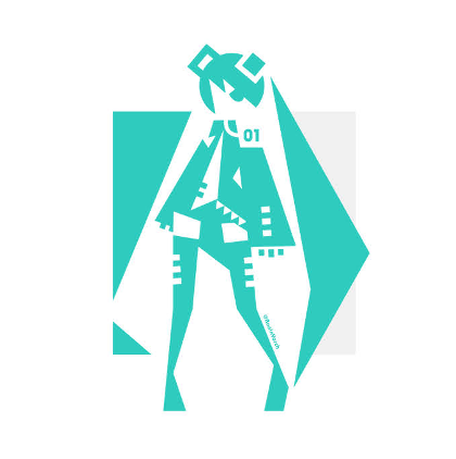 Roninyorch 過去に 私はミクのミニマリストで抽象的なバージョンを作ろうとしました 彼女のデザインの要素をどんどん取り出していますが 彼女の要素の1つである形状の色やシルエットを見ても まだミクだとわかります そんなアイコニックなデザイン