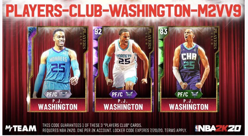 flysaya's tweet photo. New players club P.J. Washington lockercode with a chance at Galaxy Opal #2k20 #2klockercodes https://t.co/LxDoyAHUdQ