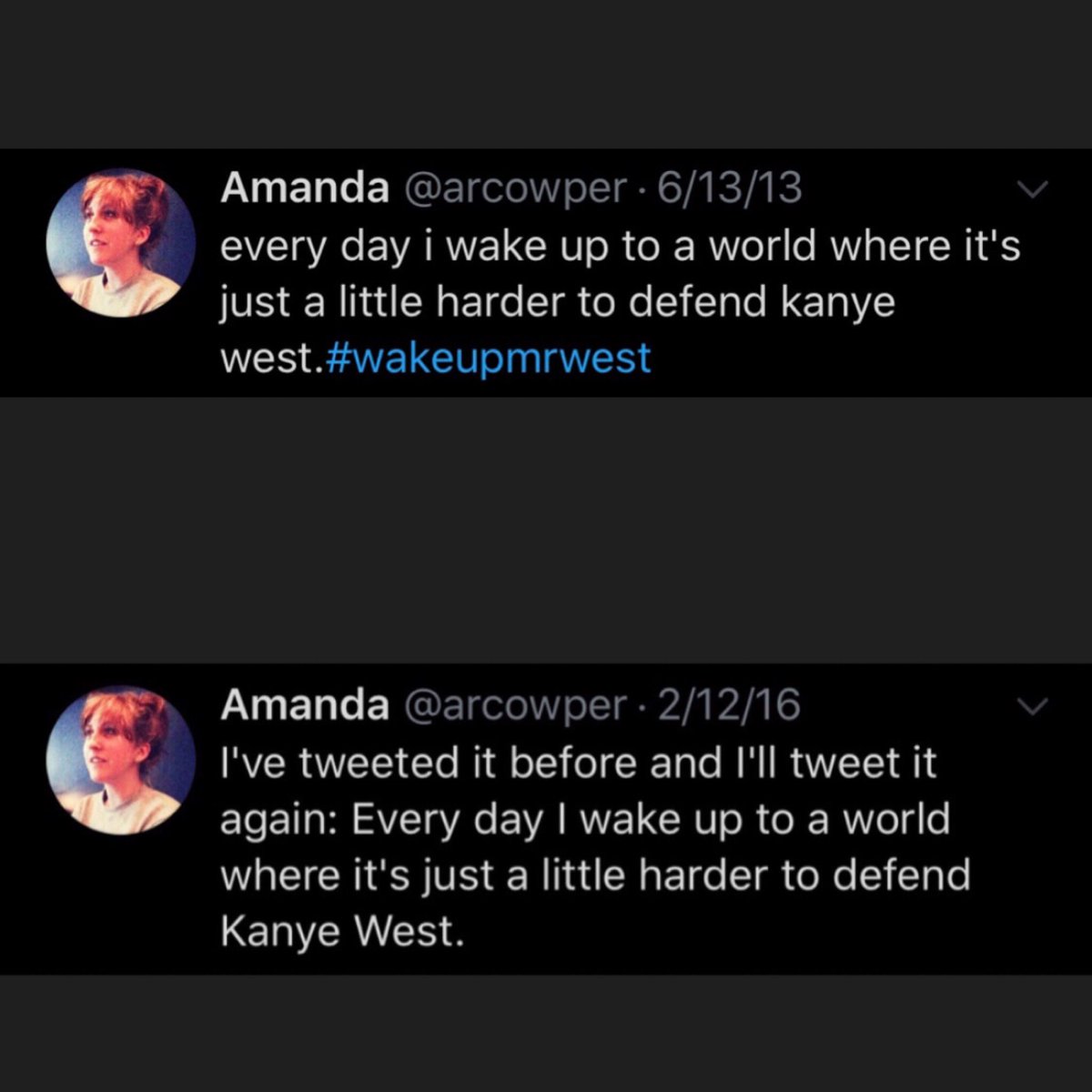 arcowper's tweet photo. Every day I wake up to a world where it’s just a LOT harder to defend Kanye West. https://t.co/V2iog9DHHl
