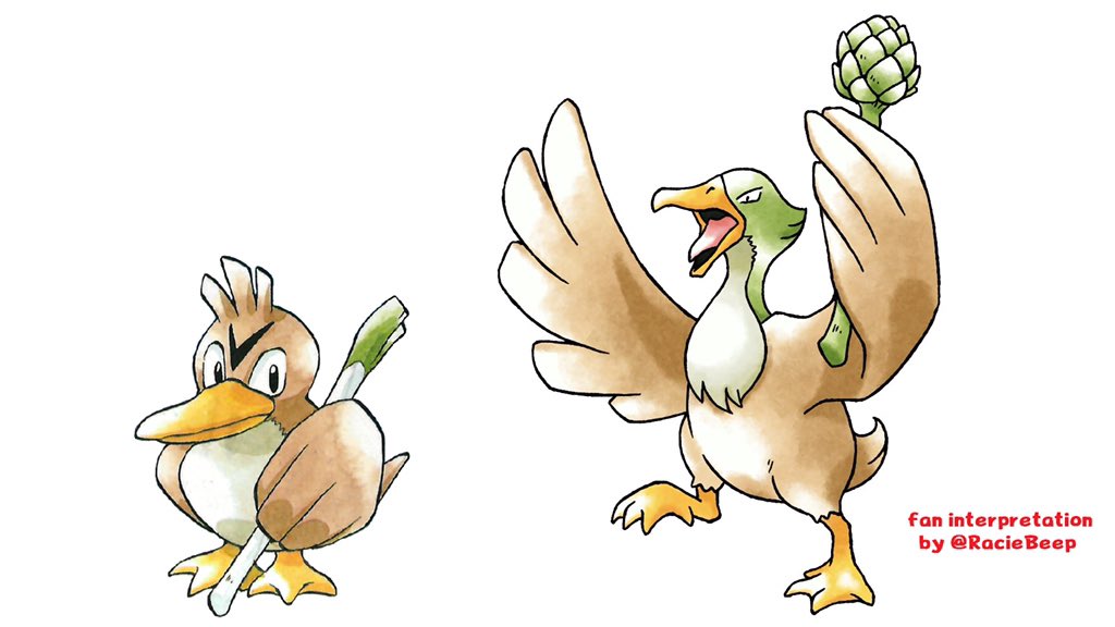 Dr. Lava on X: Official PokéHoax: In France, Farfetch'd is named  Canarticho, meaning Duck Artichoke. French translator Julien Bardakoff  did this as a prank, to fool French fans into believing Farfetch'd had