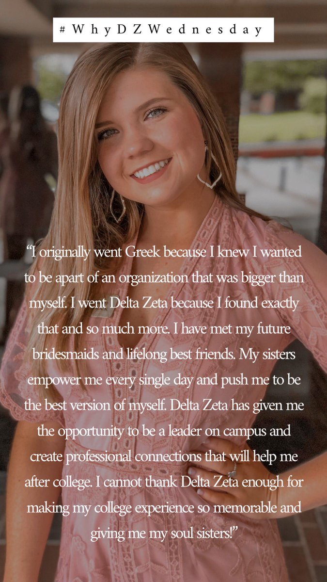 TSUDeltaZeta's tweet photo. #WhyDZWednesday
โข Read below to see our sister @kmblaylock reason she knew Delta Zeta was her home! ๐ https://t.co/Os7ZkL2my6