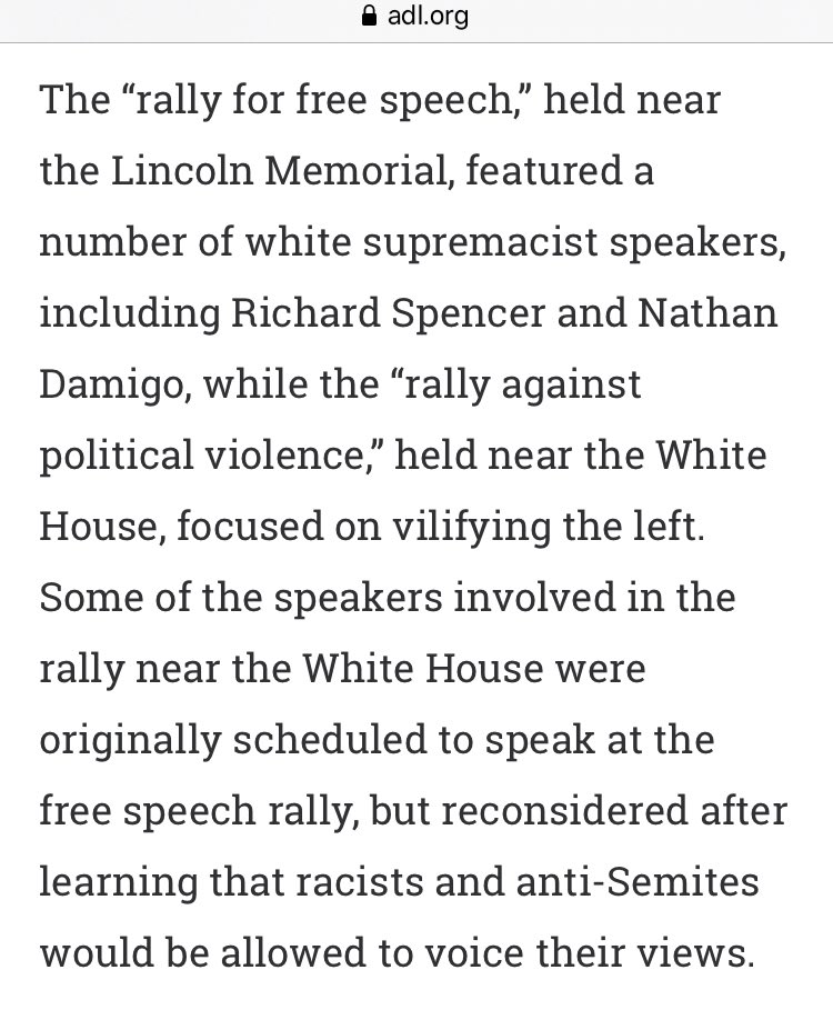 June 2017,  @JackPosobiec organized a new rally “after learning that racists & anti-Semites would be allowed to voice their views” at the original rally. “Posobiec has clashed verbally with white supremacist Richard Spencer who called Posobiec’s Rally... ‘pathetic.’” (Source: ADL)