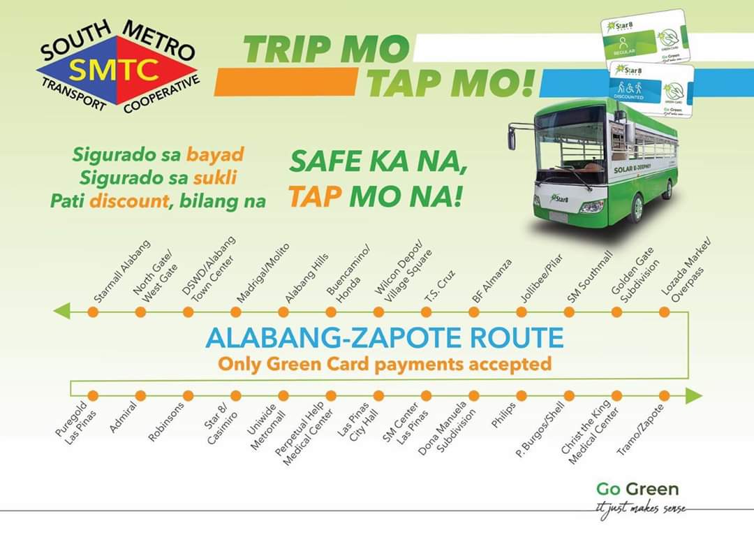 Star8GreenTech1's tweet photo. LOOK: EXTENDED ANG PROMO NG SOUTH METRO TRANSPORT COOPERATIVE SA KANILANG CASHLESS PAYMENT.
Ang 30 Pesos #GreenCard may 30 Pesos Load na din. promo until August 31, 2020. Mabibili ang mga Cards sa mga solar ejeep ng SMTC, Star 8 Casimiro, at sa Star Mall Alabang @ltfrbph @DOTrPH https://t.co/oRwAAkMtPq