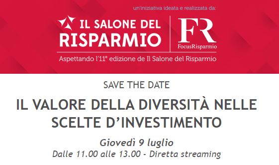 #Diversity. #ESG. #Risparmiogestito. "Il valore della #diversità nelle scelte d’investimento": oggi (11.00-13.00) webinar con intervento di <a href="/elenabonetti/">Elena Bonetti</a> Ministra per le #PariOpportunità e la Famiglia.
salonedelrisparmio.com/notizie/webina…  
#WealthManagement #consulenzafinanziaria #HNWI