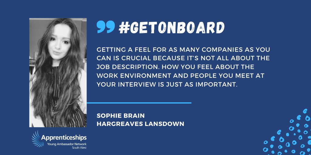 South West Apprenticeship Ambassador Network (@southwestaan) on Twitter photo Sophie's got some great advice for finding the right apprenticeship fit for you - the opportunity to kick-
start your career in a company with a culture fit for you is another great reason to #GetOnBoard with
apprenticeships. Sophie's got some great advice for finding the right apprenticeship fit for you - the opportunity to kick-
start your career in a company with a culture fit for you is another great reason to #GetOnBoard with
apprenticeships.