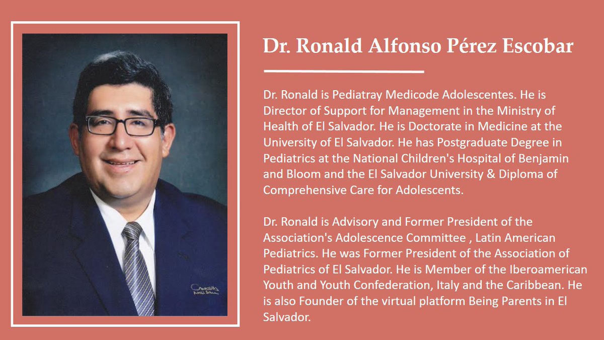 Introducing our speaker <a href="/drronaldperez/">Ronald Perez Escobar</a> from <a href="/alapeorg/">ALAPE</a> 
He is one of our panelists for IPA Spanish webinar "Adolescents and Mental Health during COVID19" on 9th July 2020, 20:00hrs Chile (UTC-4),19:00hrs Mexico &amp; Colombia time(UTC-5)
Link tinyurl.com/y7yg3a3o
Read his bio below