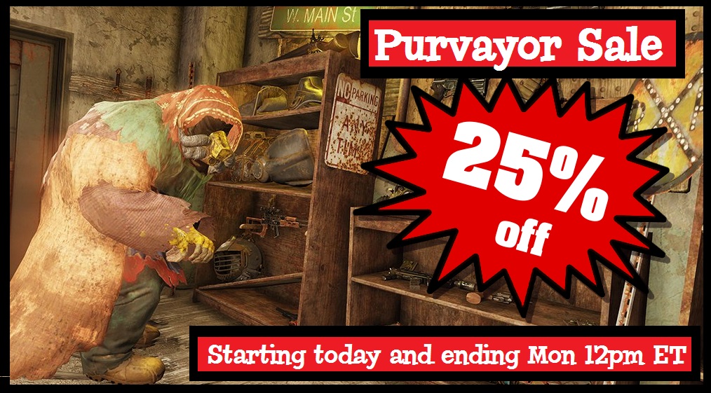SpudGR's tweet photo. Purveyor Murmrgh Sale Today
#fallout #Fallout76 #Falloutcamp #Oxhorn #vault94 #vault76 #DCDeacon #Bethesda #ClubFallout #HoaWasteland #nukesdragons #wastelanders #FO4News #JuiceHead33 https://t.co/Ab2107WvgN