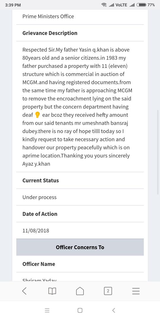 AYAZYKHAN2's tweet photo. #SupportSeniorCitizens My Father Purchased Property in Auction of #MCGM @ 1983 with encroachment lying on said Property and till Date no Removable done by Official due to unpaid of #Bribe Battling a Legal Fight from past 37 year's are all in Vain @MCGM_BMC @aajtak @Aaple_Sarkar https://t.co/uopuNmGZb7