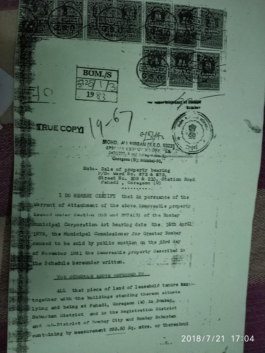 AYAZYKHAN2's tweet photo. #SupportSeniorCitizens My Father Purchased Property in Auction of #MCGM @ 1983 with encroachment lying on said Property and till Date no Removable done by Official due to unpaid of #Bribe Battling a Legal Fight from past 37 year's are all in Vain @MCGM_BMC @aajtak @Aaple_Sarkar https://t.co/uopuNmGZb7