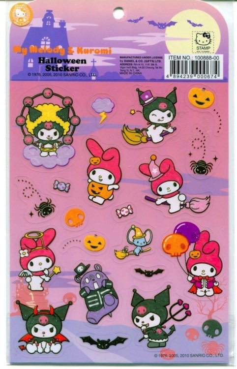 12) the my melody and Kuromi halloween sticker pack