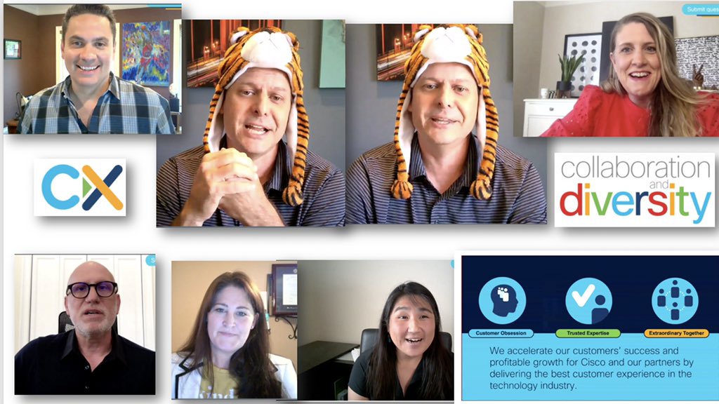 VarshaKanwar's tweet image. Where else, but #CiscoCX All Hands!? Wonder Woman, Batman, Tiger King and special woodwork showcase.  Thank you @MariniMartinez @tnight @tcolon @steveacox @ThimayaS @kristieornelas for being our authentic ‘superhero’ humans 😍🤩 + keeping it real. #ExampleIsLeadership #WeAreCisco