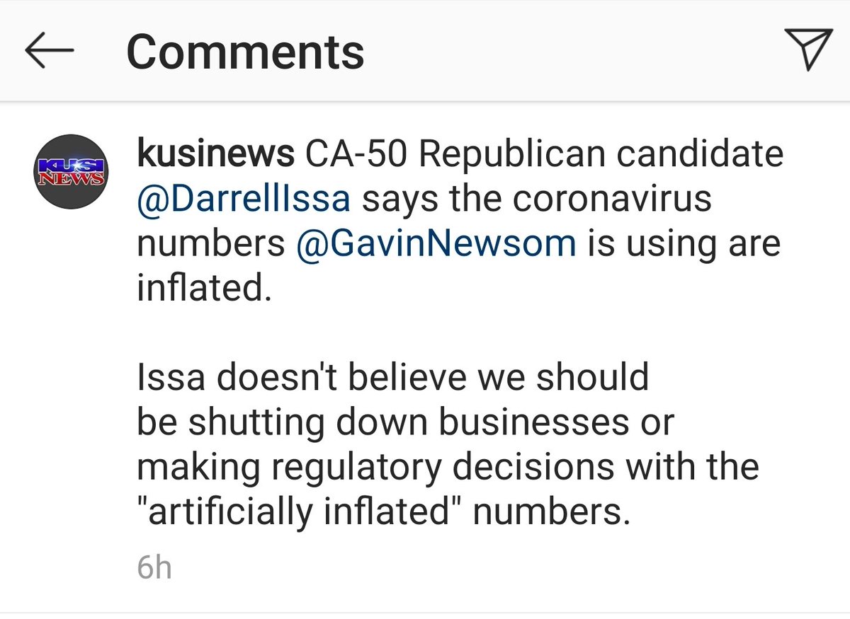 WalshB66's tweet photo. @KUSINews do your JOB as journalists and challenge @DarrellIssa to PROVE HIS ALLEGATION in this Instagram post.  SHAME on you.  I'm watching @CBS8 and @10News from now on. https://t.co/OLQzaATJr6