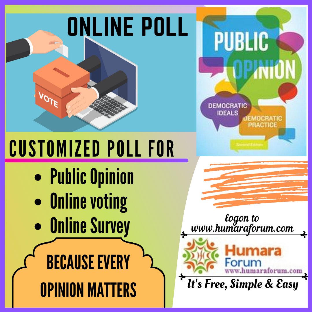 rajdeeptech's tweet photo. Whenever 2 take any #decision, you think its #important 2 know the #opinion of the #majority, join us to create your own customized #opinionpoll #onlinevoting #publicopinion to ease your #decisionmaking.

#pollonline #socialmedia #onlineopinion #publicdecision #publicviews https://t.co/l5ZnRwRK9k