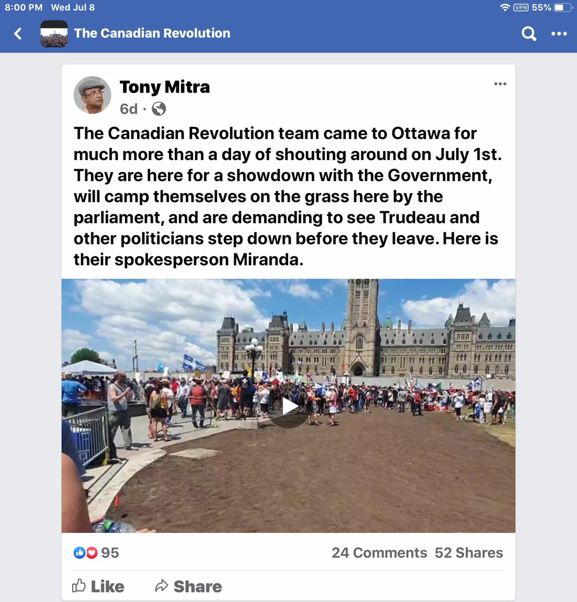 They are organized and demanding Trudeau step down. We know the attempted assassin was in Ottawa the day before he rammed the gate at Rideau Hall. Did he attend this protest?