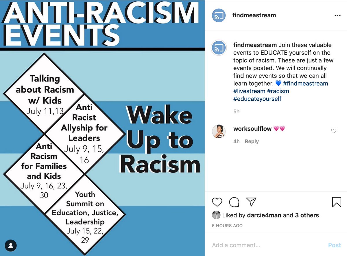 #Live #antiracist #events on <a href="/findmeastream/">Find Me A Stream!</a> #education #channel 
<a href="/NotThatMartha/">Martha Pincoffs</a> <a href="/SFUSemester/">SFU Semester in Dialogue</a> <a href="/simoneducation/">Simon Education</a> <a href="/DrIbram/">Dr İbrahim Fatih DOĞAN</a> <a href="/ALA_PLA/">Public Library Association</a> <a href="/publibonline/">Public Libraries</a> <a href="/IllLibraryAssoc/">Illinois Library Association</a> <a href="/umiworkshop/">Jon | self.xyz 🌙</a> <a href="/AntiracismCtr/">Center for Antiracist Research</a> <a href="/AntiRacismTv/">Anti-Racism.Tv</a>
For #kids #BlackLivesMatter 
Please Follow for More #LiveStreams #LiveStreaming