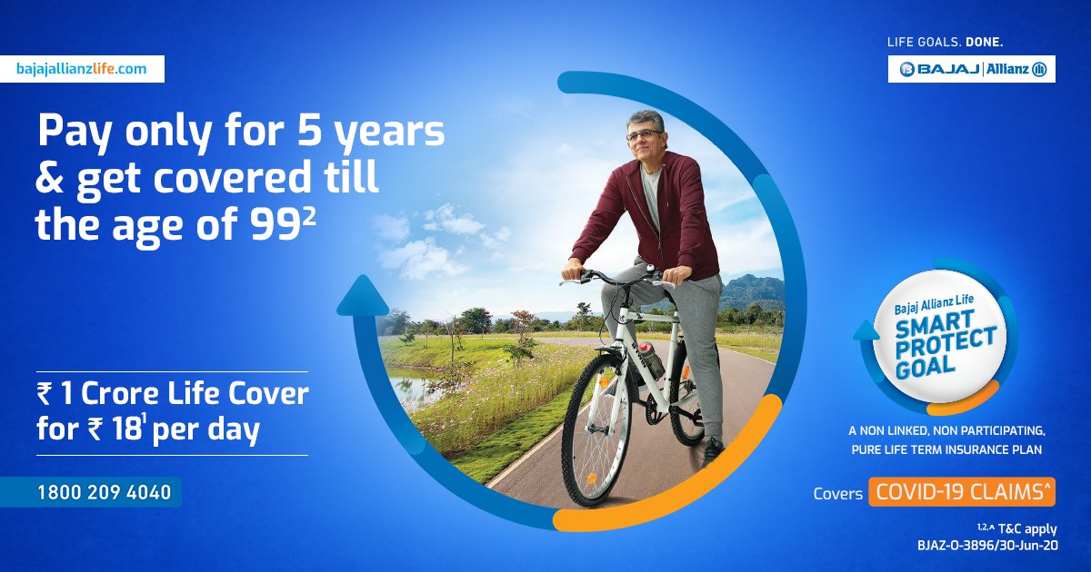 bajajlife_in's tweet photo. You can help reduce the #stress from the later stages of your #life by getting #LifeCover till the age of 99 when you pay for 5 years with Bajaj Allianz Life #SmartProtectGoal. Aapke #LifeGoals ka back-up plan. 

Click here for more features: https://t.co/9EnkY9WJdK

T&amp;C Apply https://t.co/FadcpP7VTK