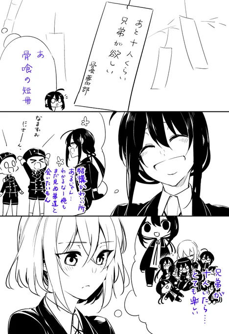 【微腐】9から2を引いたら7なので七夕です。

愛が重すぎる骨喰の話描きました
#鯰尾藤四郎 #骨喰藤四郎 