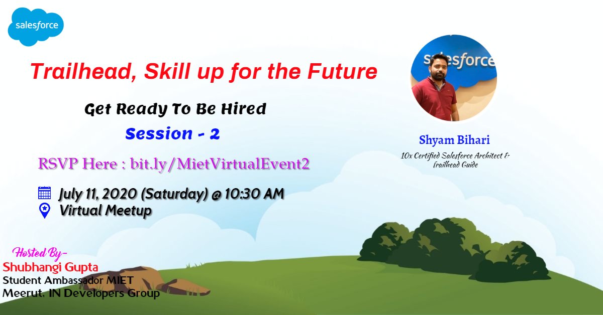 digitalbhardwaj's tweet image. Hello Students Trailblazers📢

Join us this week at @MeerutSFDCDG with @ShyamSf official @trailhead guide from @salesforce

RSVP:
bit.ly/MietVirtualEve…

CC: @Shubhangi_sfdc @uditranaSFDC 

#GetHiredMeetUpWeek2 #GetHiredMeetUps #salesforce