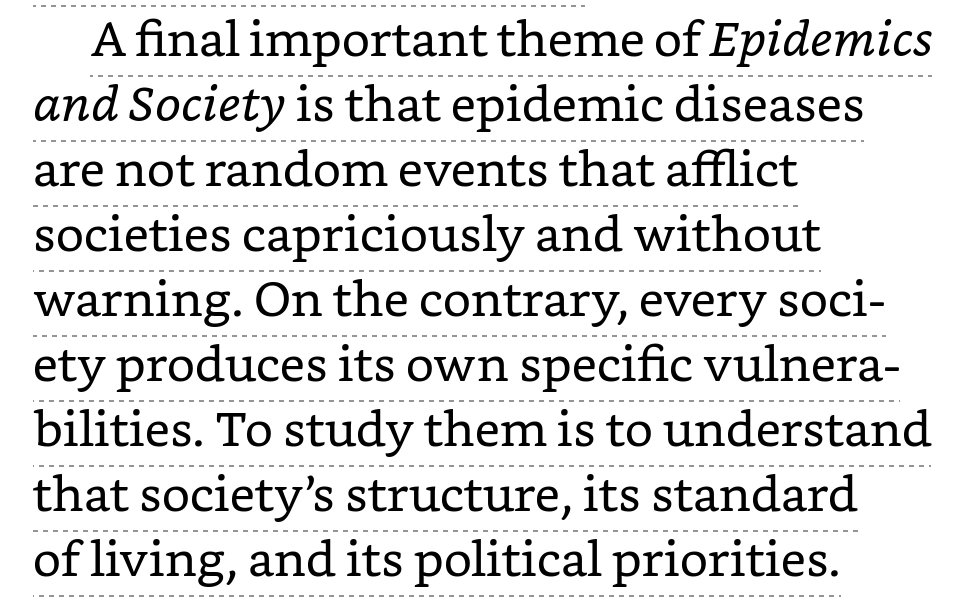 I keep thinking of this quote from Frank Snowden, about the way epidemics exploit the underlying pathologies of the societies they infect: