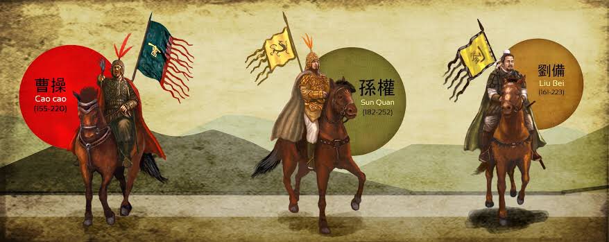 Setelah berbagai beberapa wilayah telah ditaklukan, pemisahan area penguasa udah ga sebanyak yang diatas.Yang tersisa kini hanya 3: wilayahnya Cao Cao, Liu Bei, dan Sun Quan.Melihat Cao Cao yang berencana menguasai sebelah selatan, Liu Bei dan Sun Quan membentuk sekutu.