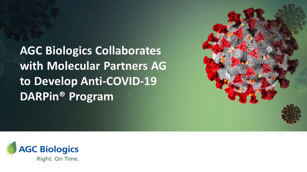 AGCBiologics's tweet photo. We are excited to announce that we will be partnering with clinical-stage biotech company @MolecularPrtnrs to develop a new class of custom-built protein therapeutics known as DARPin®. 

https://t.co/EvFODIk4kl  

#pdna #cdmo #covid19 #coronavirus https://t.co/9Ynjo7nDWx