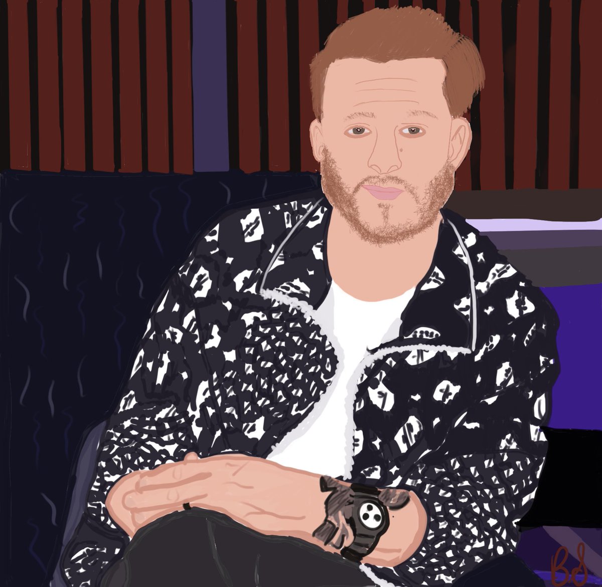 bbs24's tweet photo. I decided to jump on the Procreate bus, and recreated one of my favorite  @NBCSongland picture of @RyanTedder! https://t.co/2zlNx0S32Y
