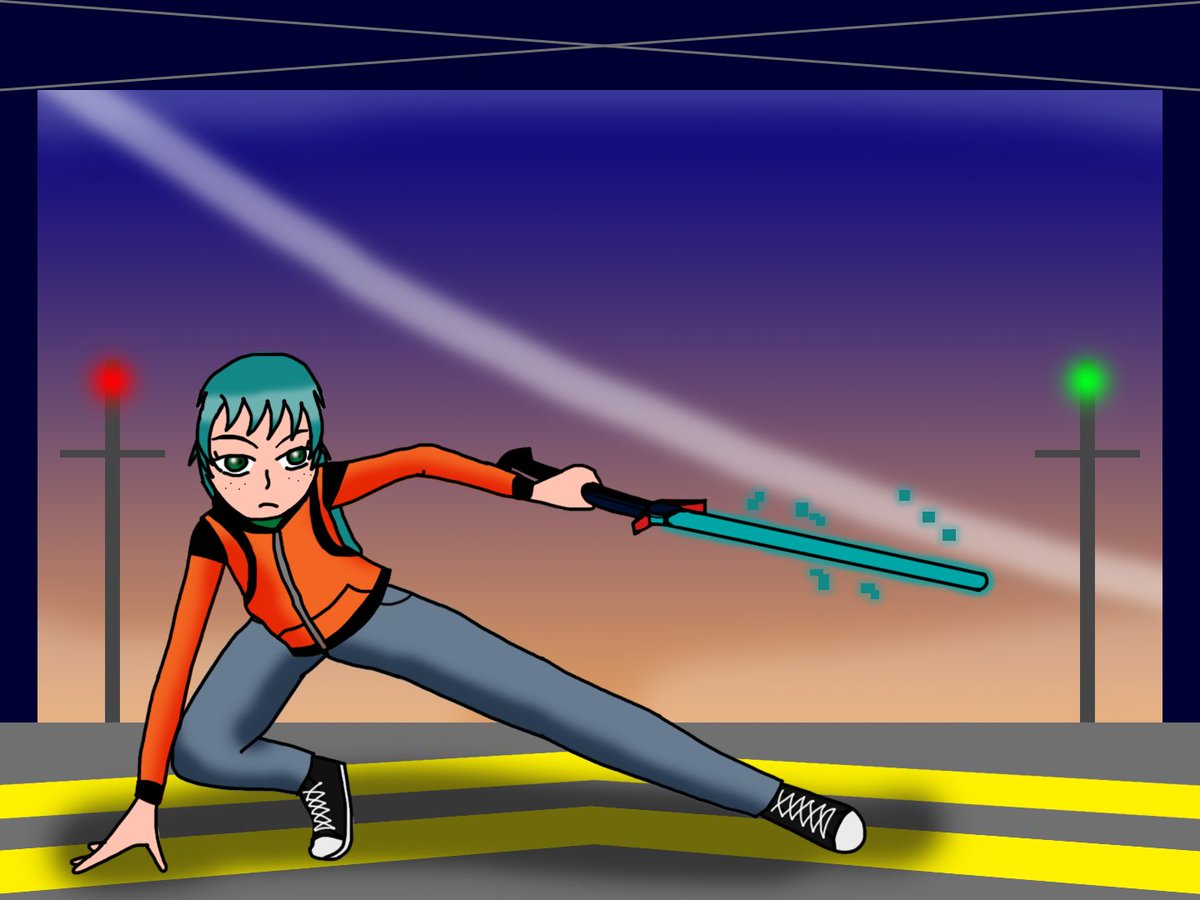 RedDasherCAS's tweet photo. Team Dashers' Hannah Diamond has infiltrated the airship in the skies, leading to Wave Alpha Station in space! 

She's armed and ready. #reddasher #hannahacediamond https://t.co/1GwWk8F5XL