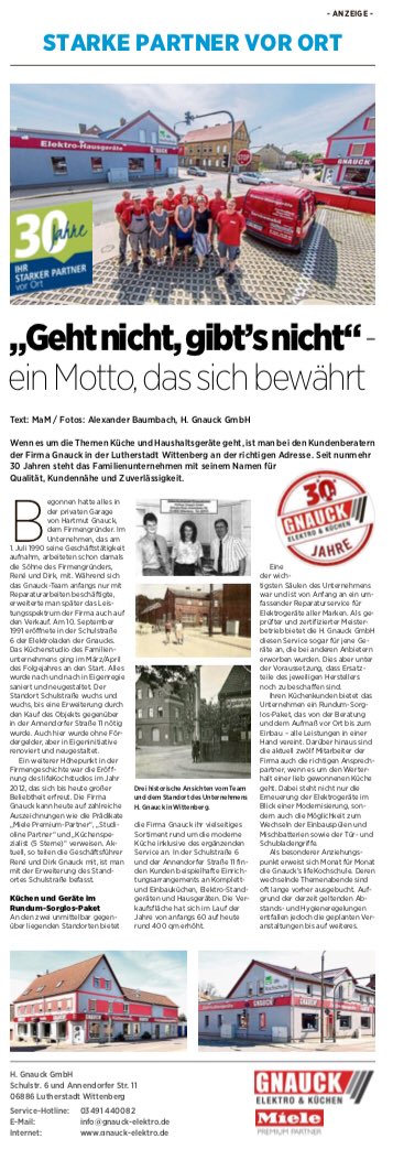 Mediengruppe_MZ's tweet photo. Unternehmensgeschichte muss erzählt werden. Ein geeignetes Werbeformat hierfür sind sog. #Advertorials, wie das der Firma Gnauck aus Wittenberg zur #Firmengründung vor 30 Jahren; geschaltet in der #Mitteldeutsche Zeitung - übrigens auch online verlängert. #sachsenanhaltaufgrün https://t.co/Yg64ZiLWCy