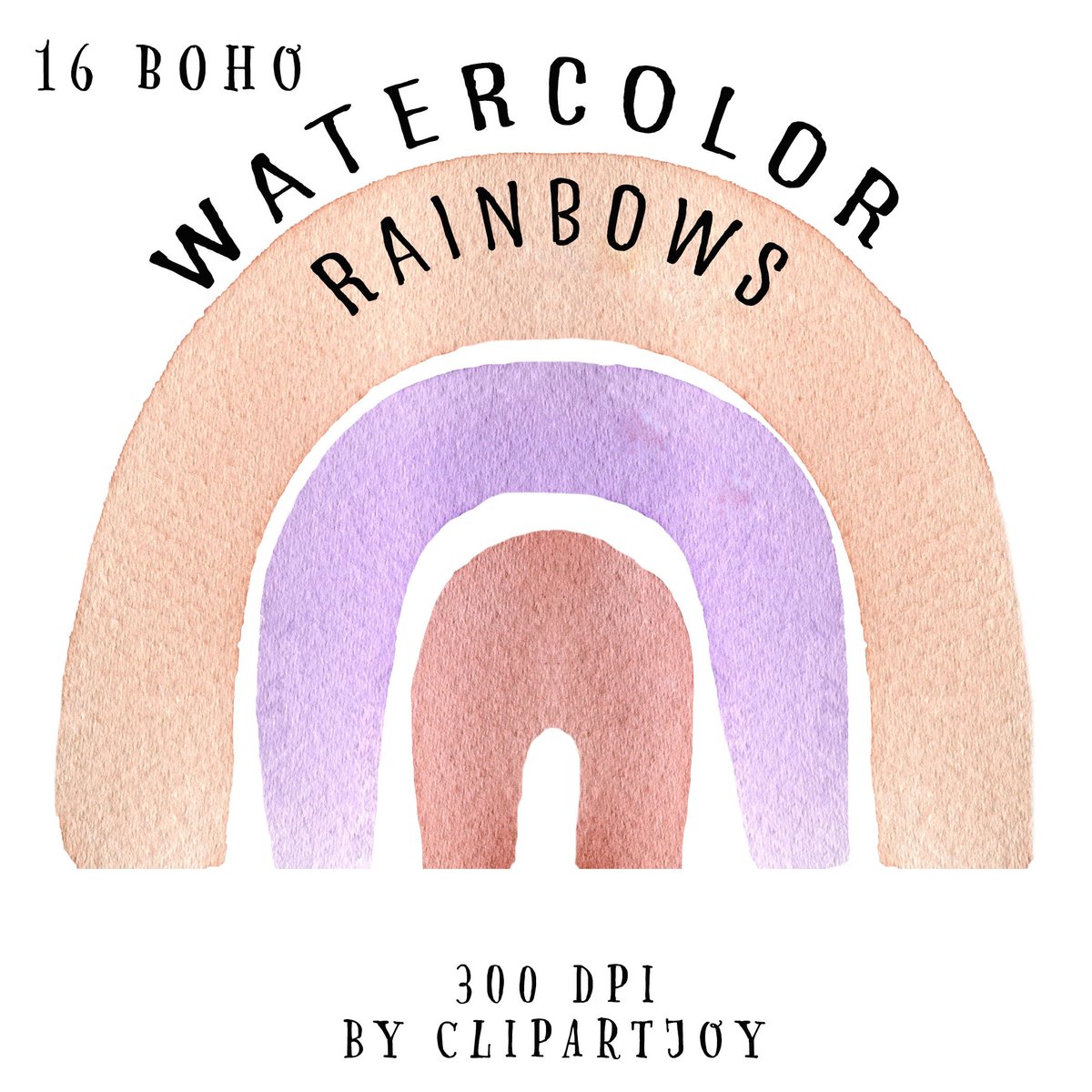 Boho Rainbows: 16 watercolor clipart graphics. Handpainted Colorful Rainbows in warm browns, pinks and more. etsy.me/2ClFV3T #rainbowclipart #rainbowgraphic #digitalrainbow #neutralrainbow