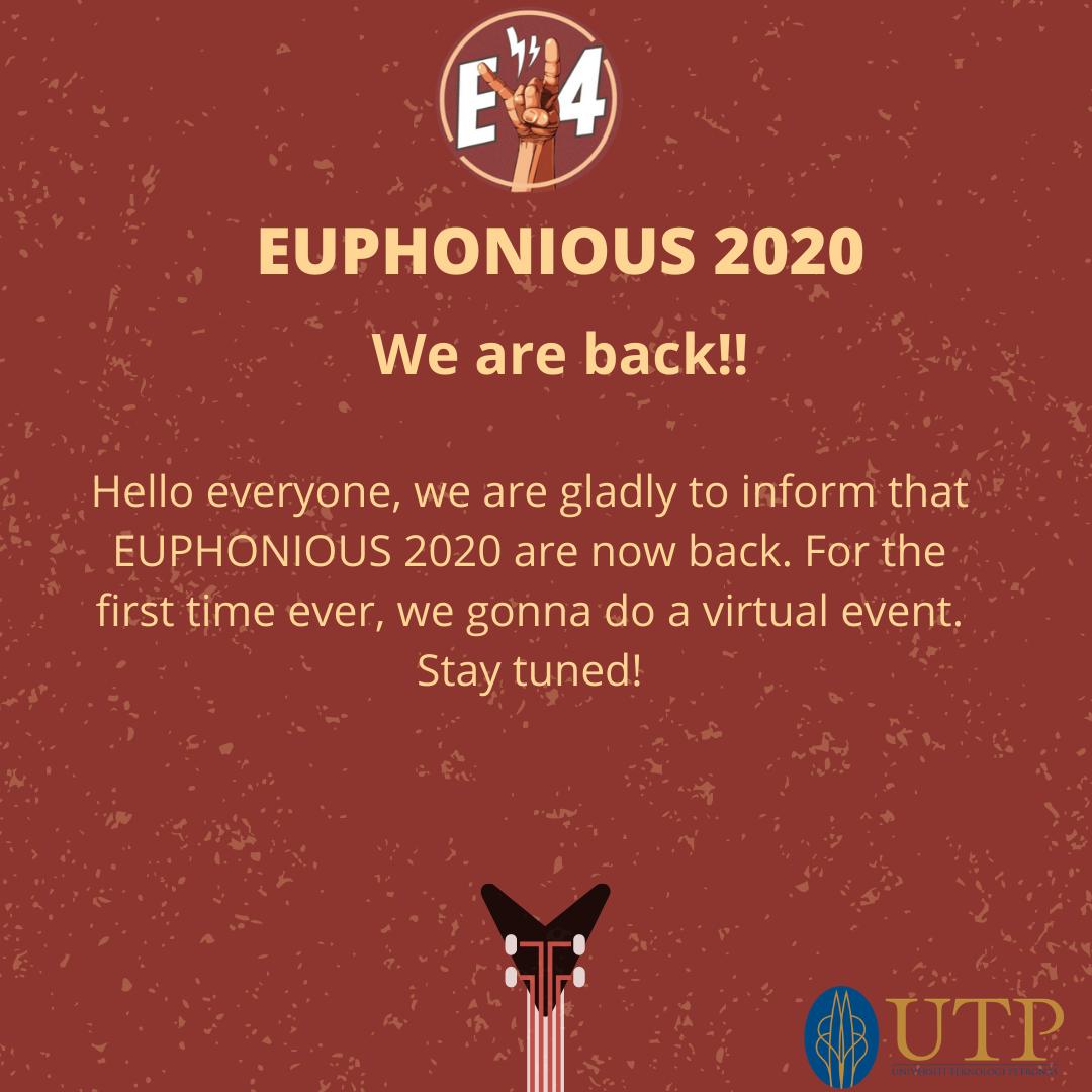 EuphoniousUTP's tweet photo. Hey! Did you miss us? We missed you more 🙈❤️

Let us rock together because EUPHONIOUS IS BACK 🔥🔥🔥 https://t.co/wb8Rnq78hU