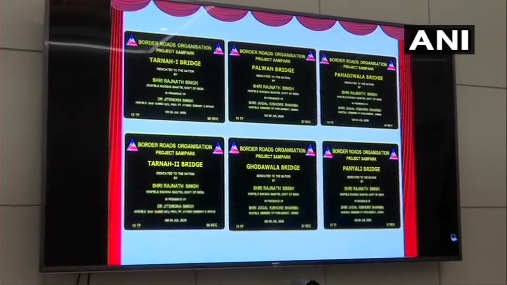 PCMohanMP's tweet photo. Union Defense Minister Shri @rajnathsingh ji inaugurates six strategically constructed bridges by the Border Roads Organisation (BRO) near the Line of Actual Control (LAC) in Jammu and Kashmir, via video conference. https://t.co/5WYRWNMJLc