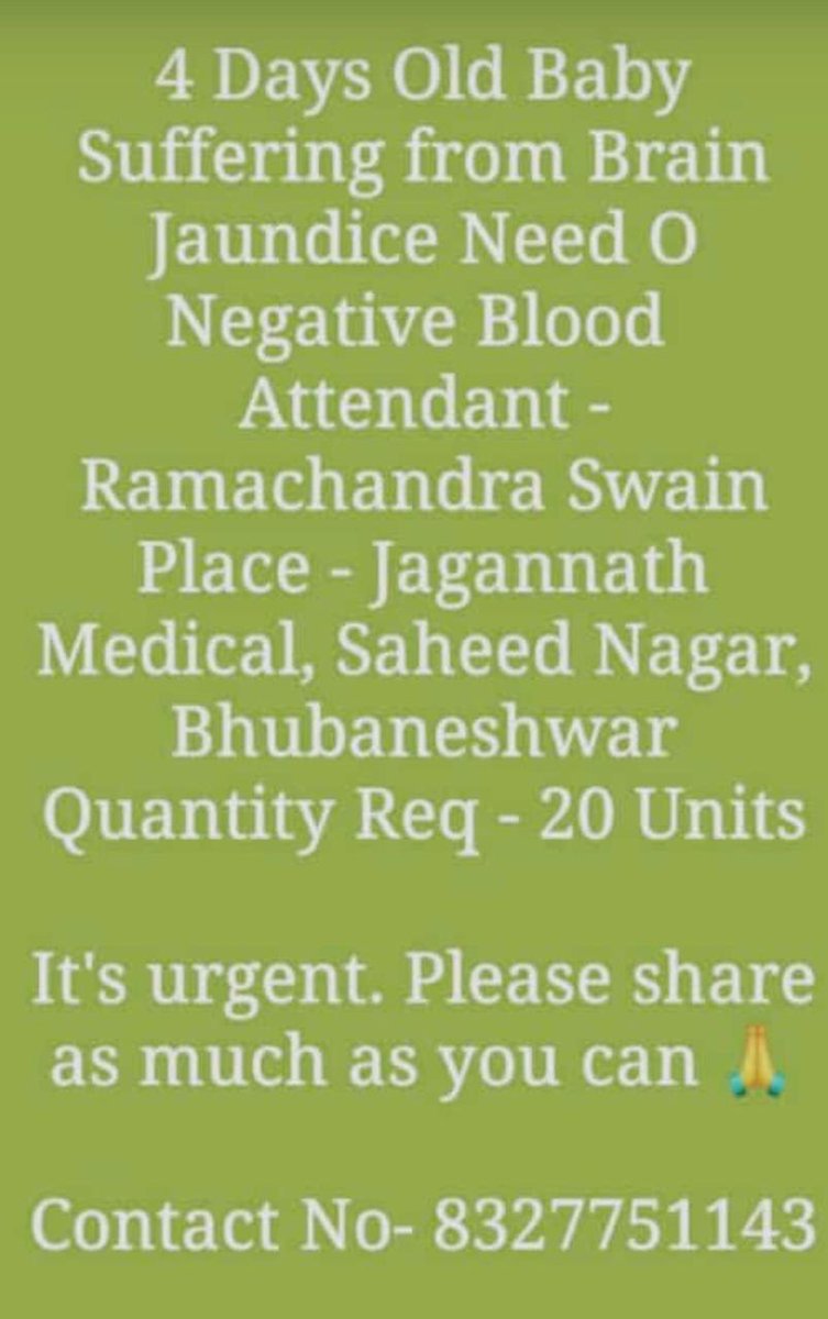 TripathyPartha's tweet photo. A brave heart fighting with jaundice in Bhubaneswar needs O-ve blood...and  your help...please come forward... https://t.co/CUbJYoeOVs