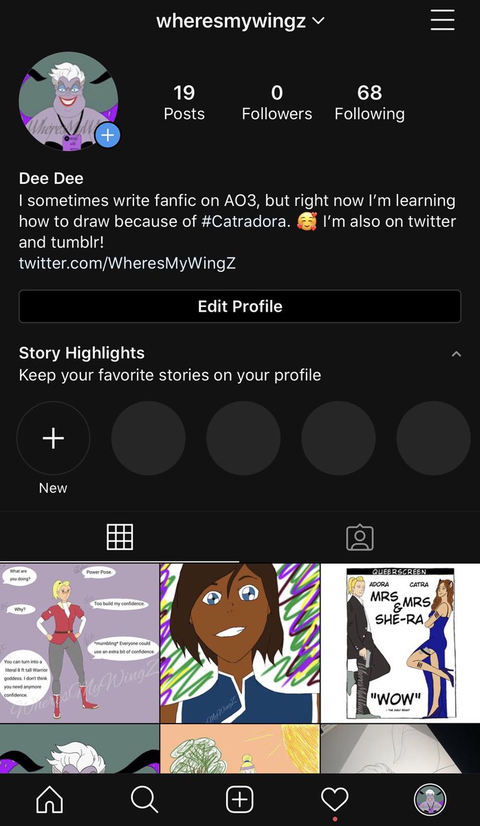 WheresMyWingZ's tweet photo. New pinned tweet because typos n stuff ❗️SEE THREAD ❗️I finally made a fan art account! I think I forgot my password to my email so I can’t use my old twitter account. ¯\_(ツ)_/¯ Here’s my profiles on other platforms. :) I love Korrasami and just discovered Catradora! 💜 https://t.co/bZ0MOA5dkH