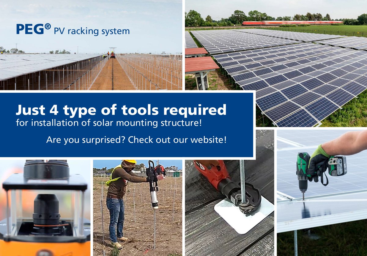 JurchenTech's tweet photo. The easiest and fastest way to build a PV substructure: The PEG substructure is quick and easy to install and still stable. Read more about PEG … https://t.co/81cJ5t2yuC
#solar #photovoltaic #pegrevolution #pv #pvrackingsystem #pvsubstructure https://t.co/AF8VK99iwd