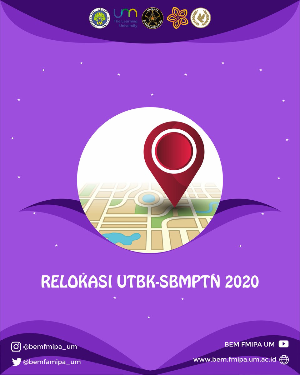 bemfamipa_um's tweet photo. [INFO MABA; RELOKASI UTBK-SBMPTN 2020] 
Halo pejuang UM!
Berikut adalah informasi mengenai relokasi UTBK-SBMPTN 2020
Silakan disimak🙌
Jangan lupa catat dan pahami informasinya! Tetap semangat &amp; persiapkan diri kalian✨
#INFOMABA
#RUMAHEDUKASIMILIKKITA
#UNIVERSITASNEGERIMALANG https://t.co/a9IXsEtXyu