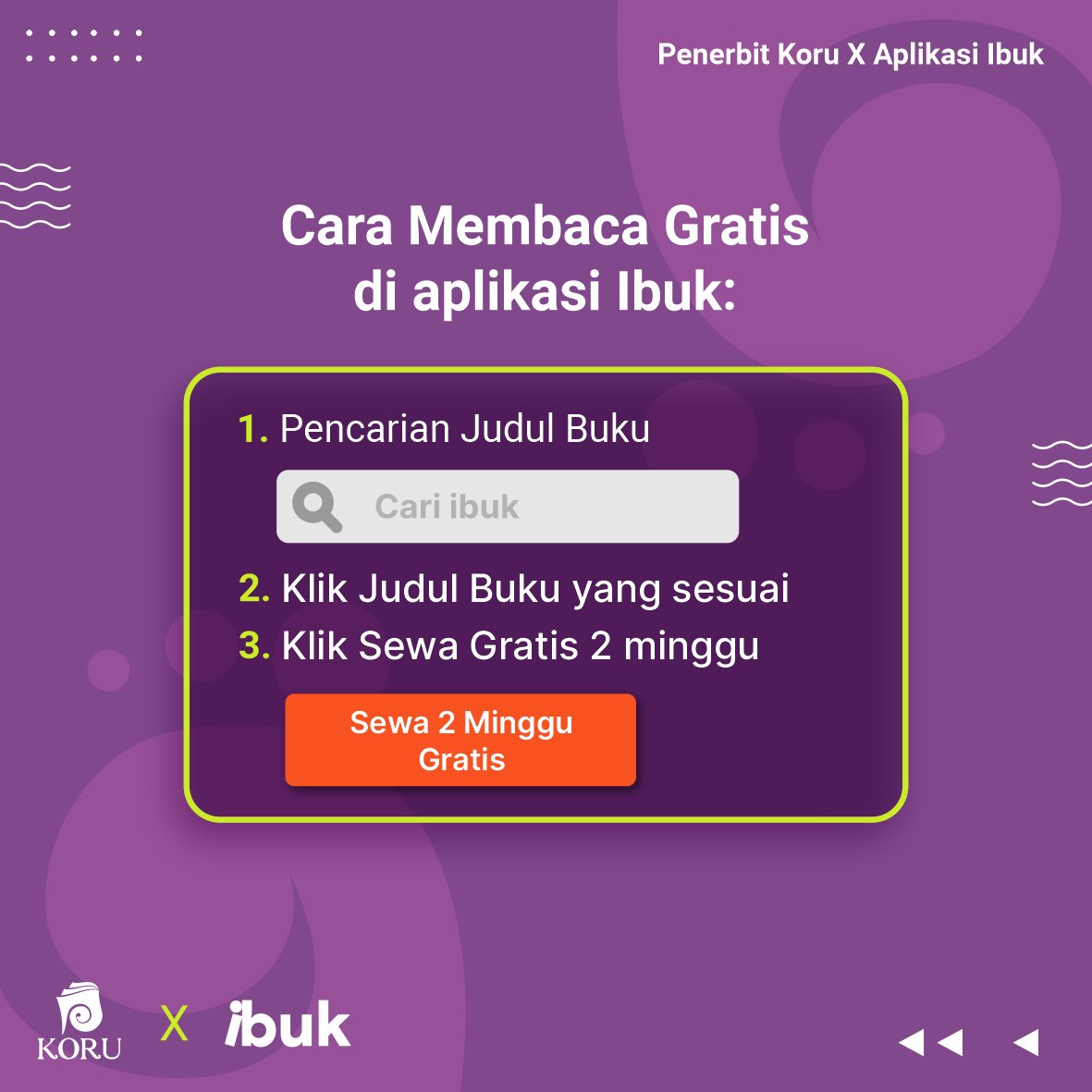 penerbitspring's tweet photo. Buat yang masih bingung, tutorial cafa intal aplikasi Ibuk @ibuk.id bisa kamu cek di highlight Penerbit Koru, ya!
.
.
#penerbitspring
#myspringstory
#penerbitkoru https://t.co/fB1wLYsi0s