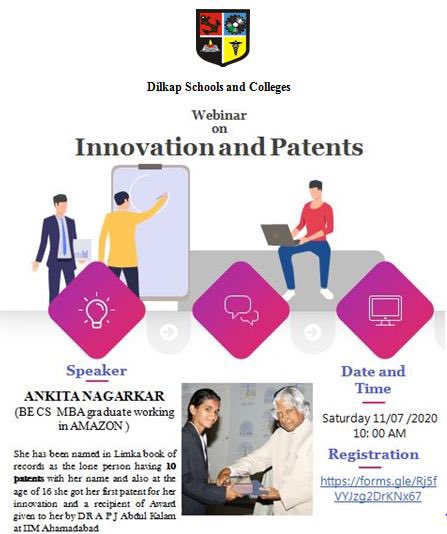 DilkapColleges's tweet photo. A webinar has been scheduled on 11/07/2020 on INNOVATION and PATENTS by ANKITA NAGARKAR. 

Kindly click on below link👇🏻

https://t.co/f5VXX5nNpe

#innovation #patent #engineering #technology #amazon #ankitanagarkar #limkabookofrecords #nextgeneration https://t.co/AodGTeqo7x