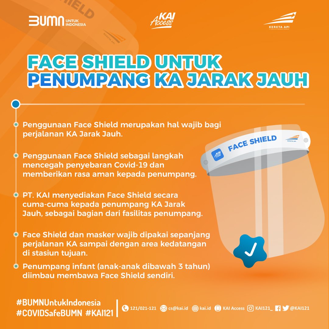 KAI121's tweet photo. #SahabatKAI, ada yang sudah pernah naik kereta di masa Adaptasi Kebiasaan Baru?

Di tengah pandemi COVID-19 ini, ada yang berbeda dalam pelayanan penumpang. Protokol kesehatan menjadi prioritas, demi keselamatan penumpang dan awak kru kereta api.

#KAINewNormal https://t.co/TeqjJK001N