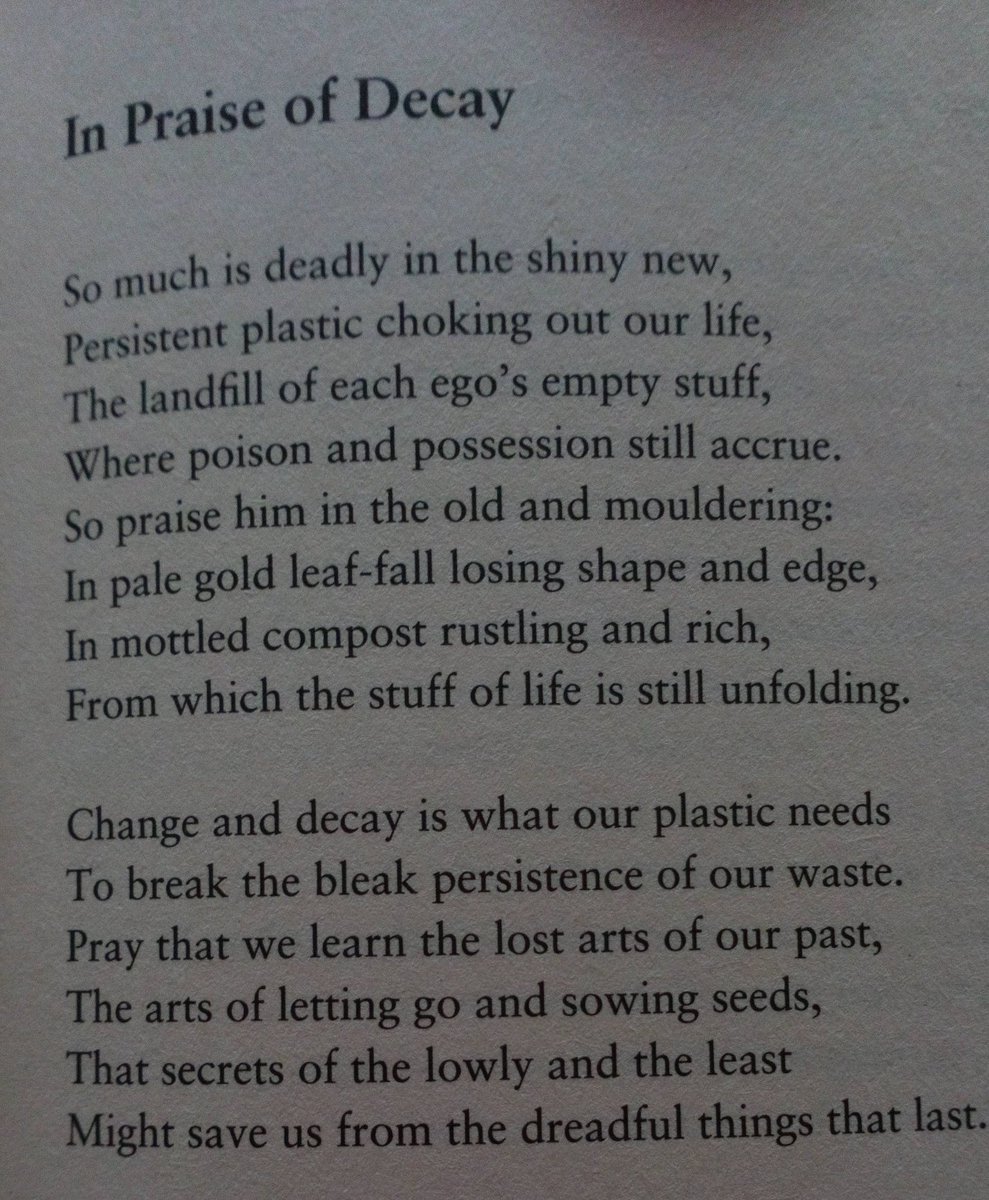 juliastephhill's tweet photo. So often a poet distils the truth. We need decay rather than 'persistent plastic choking out our life' and the ' dreadful things that last'! Thanks @malcolmguite for help with 'the arts of letting go' https://t.co/SbIQ5timIT