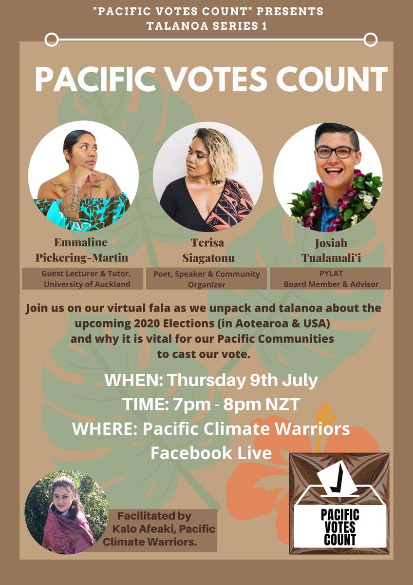 PIvotescount's tweet photo. Join us on the "Pacific Climate Warriors - Wellington" Facebook Page in 30 minutes when we go live! Leessssggooo #PacificVotesCount https://t.co/8OdczNRzqD