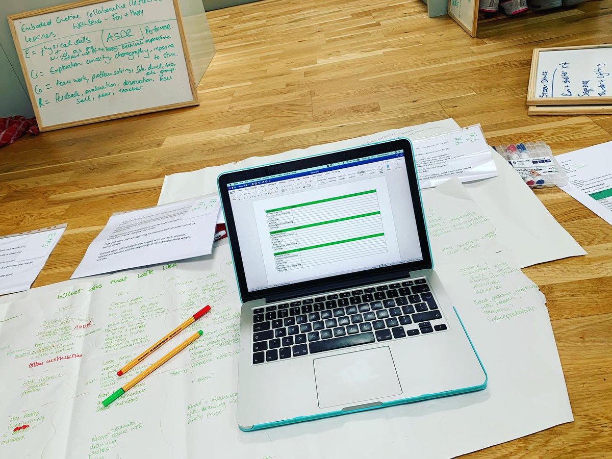 CreativeStepsUK's tweet photo. Rewriting my assessment framework for Creative Steps primary dance resource. We needed lots of big paper, space and enough room to occasionally dance out some thoughts! 🤣#primarydance #keepimproving #strivingforbetter #assessmentindance #wfh https://t.co/A9kWk7ac3n