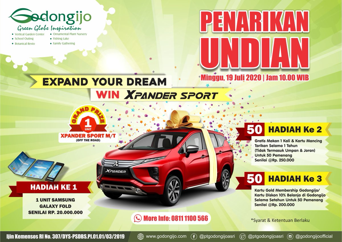 verticalgreenid's tweet photo. @Twitter Halo sobat Godongijo, tibalah saatnya kami akan melakukan Penarikan Undian Expand Your Dream Win Xpander Sport dengan hadiah utama Mitsubishi Xpander Sport.
https://t.co/OBx3mZL6fm
https://t.co/LvzLsGkYU9
https://t.co/GezGWk5QxZ https://t.co/PHtWBCnucd